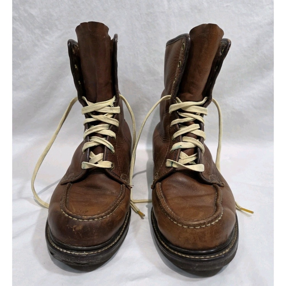 VTG Gold Bond Cushioned Work Boots 10 D Mens Brown Leather Moc Toe Oil Resistant - Picture 5 of 11